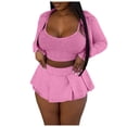 thumbnail image 1 of HXWCHs Women's Summer Tracksuit Set Fashionable Jacket Crop Top and Pleated Mini Skirt Outfit M RD2, 1 of 5