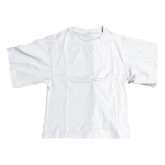 HXWCHs Women’s T-Shirts - Product Classification Women’s tops - Short Sleeve Crop Tee with Drop Shoulder | Solid Color Basic top for Casual Everyday Wear White S