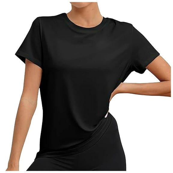 HXWCHs Women's T-Shirts for Women Breathable Loose Fit Short Sleeve Workout top with UPF50+ for Yoga Running Gym and Training Lightweight Athletic Tee Black S