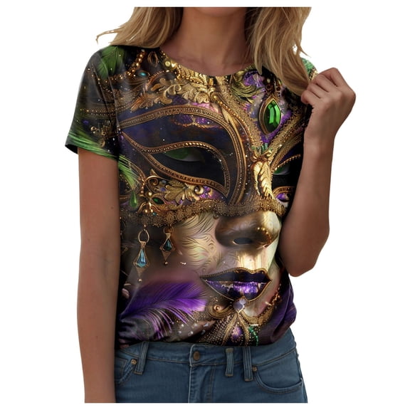 HXWCHs Women's Valentine's Day Graphic Crew Neck Short Sleeve T-Shirt Casual Comfortable Tee ofp L Purple