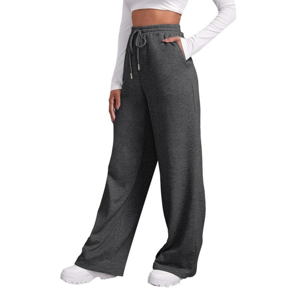 HXWCHs Women's Waist-Cinching High-Rise Joggers - Stretchy, Side Pockets, Yoga & Lounge Sports Pants Gray XL