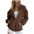thumbnail image 1 of HXWCHs Women's Warm -Lined Hooded Zip-Up Jacket with Pocketsâ Zipper Jacket Bronze XXL, 1 of 4