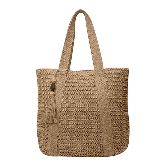 HXWCHs Women's Woven Straw Beach tote Bag Boho Summer Shoulder Handbag with Tassel for Travel 45x36x40cm Brown
