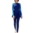 thumbnail image 1 of HXWCHs Women’s Zip-Up Burkini Set - Modest Two-Piece, Long Sleeve Pants Swim Suit Blue L, 1 of 8