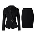 thumbnail image 1 of HXWCHs Women's formal Business Attire Slim Fit and Pencil Skirt Suit Set for Work XL Black, 1 of 4