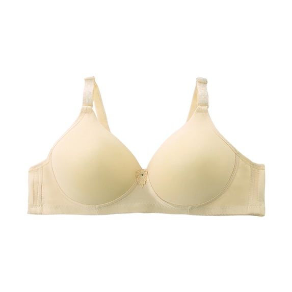 HXWCHs Womens Bra Steel Rimless Comfort Gather Thin Large Bra for Daily Wear Size: 38 Light Yellow