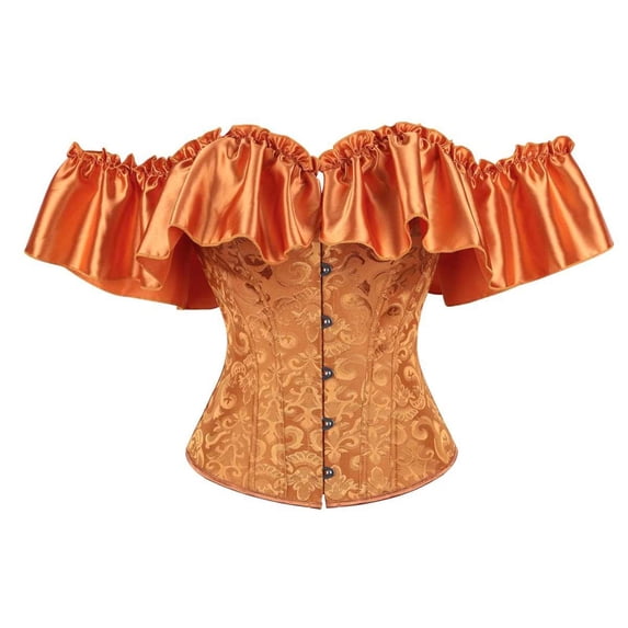 HXWCHs Womens Princess Rushed Sleeve Bustier Corset Top Size: XS Orange