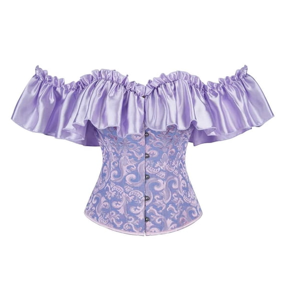 HXWCHs Womens Princess Rushed Sleeve Bustier Corset Top Size: XS Purple