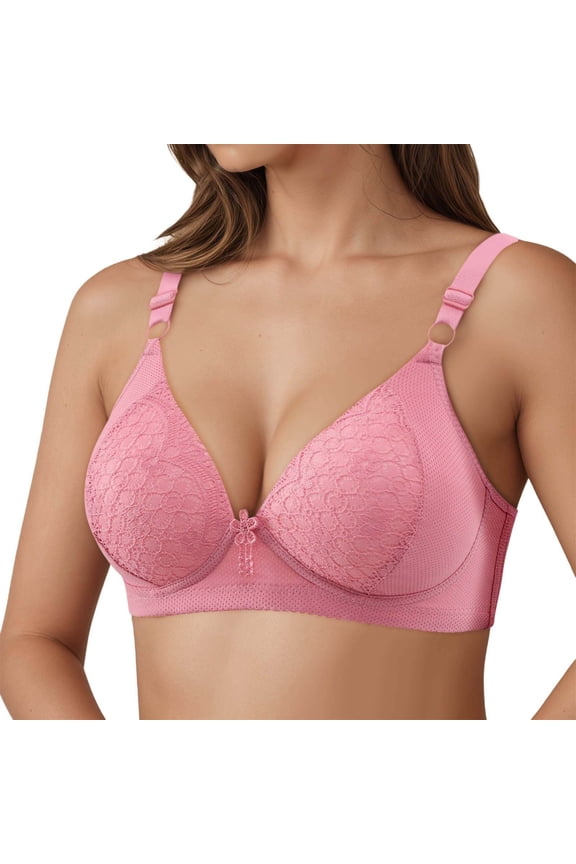 Womens Seamless Underwire Comfortable Full Cup Bra Hot Off The Shelf Bra Wireless Push Up for Plus Size Bra Hot Pink 36