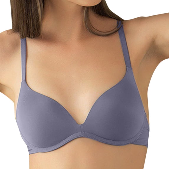 HXWCHs Womens Wireless Bra Comfortable Traceless Lightweight Back Beauty Rimless Bralette Push Up Size: 34 Dark Purple