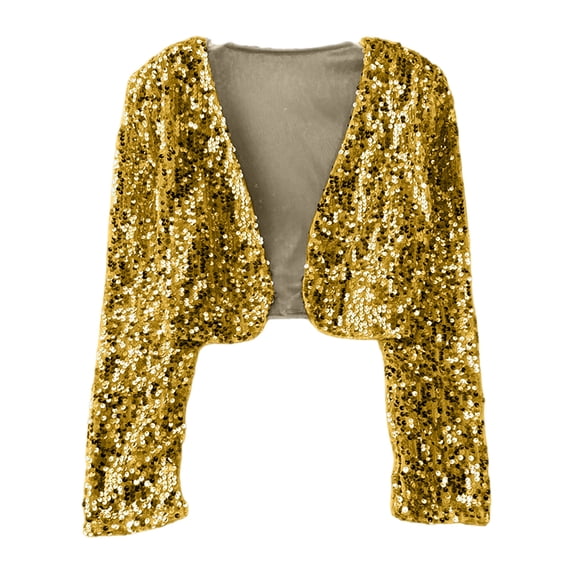 HXWCHs and Shine Glitter Sequin Autumn Outerwear Jacket for Girls Fashion toddler Kids Outer Garment9-10 Years Yellow