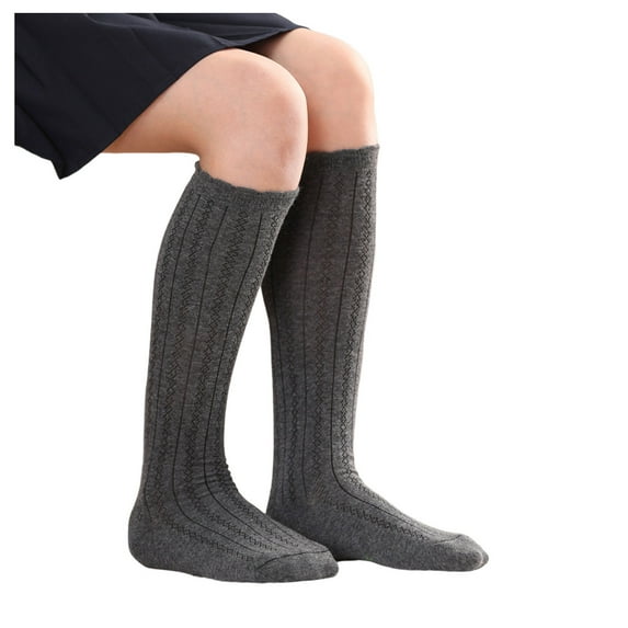 HXWCHs toddler Wool Socks Seasonal Solid Color Knee High Warm Comfortable Stockings for Girls and Boys Grey 8-10 Years