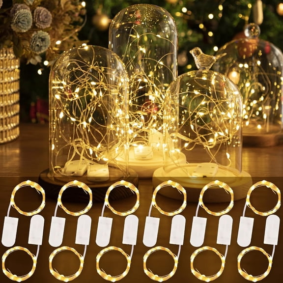HXWEIYE 12 Pack LED Fairy Lights Battery Operated, 7ft 20LED Warm White Mini Fairy String Light Mason Jar Lights, Waterproof Firefly Starry Light Indoor Outdoor