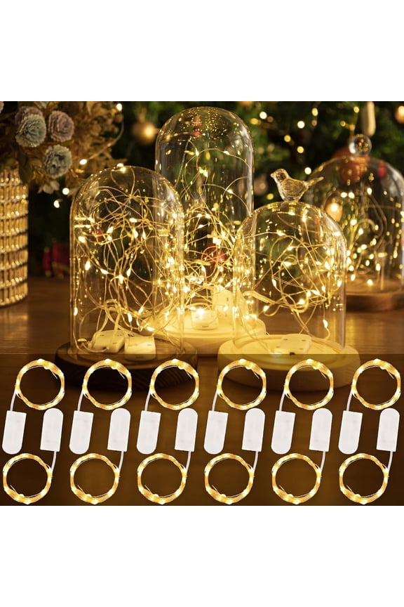 12 Pack LED Fairy Lights Battery Operated, 7ft 20LED Warm White Mini Fairy String Light Mason Jar Lights, Waterproof Firefly Starry Light Indoor Outdoor