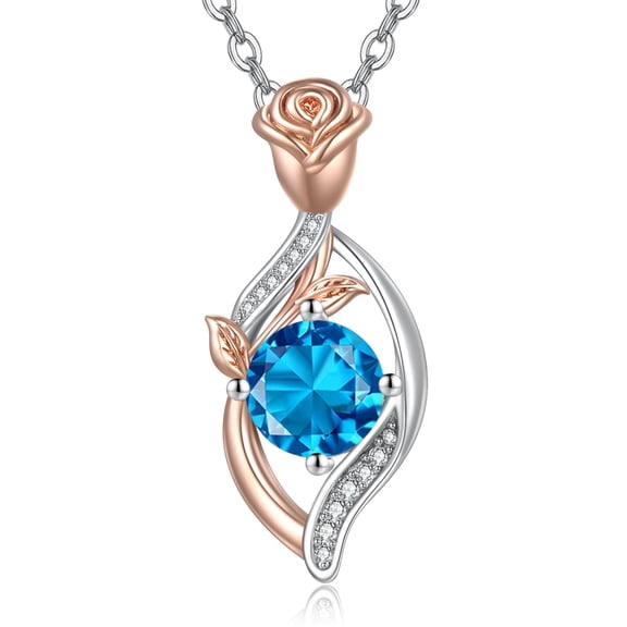 HXWZB Rose Necklace for Women Rose Gold Plated Pendant Necklaces for Women Wife Her GirlFriend February Feb Birthstone Wedding Anniversary Christmas Birthday Gifts Amethyst Necklace