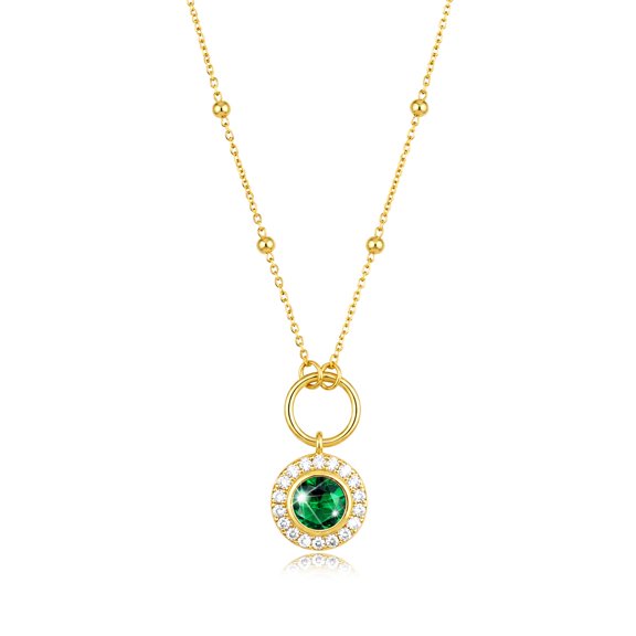 HXWZB Round Birthstone Necklace for Women, Dainty Pendant Jewelry