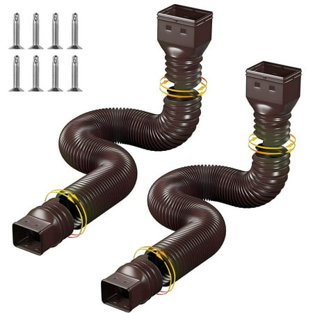 HXXF 2-Pack Rain Gutter Downspout Extensions Flexible, Drain Downspout Extender,Down Spout Drain Extender, Gutter Connector Rainwater Drainage,Extendable from 21 to 60 Inches