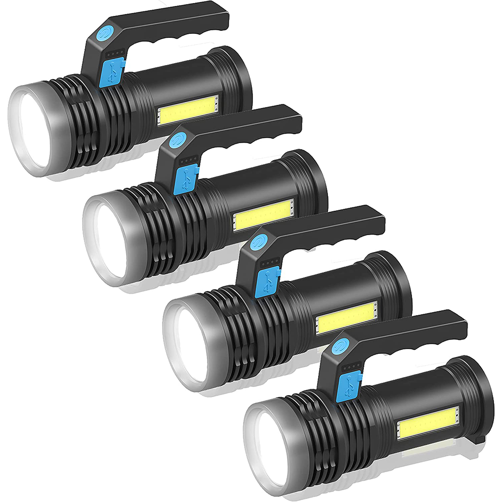 HXXF 4 Pack Rechargeable Flashlights Handheld Led Flashlight Spotlight