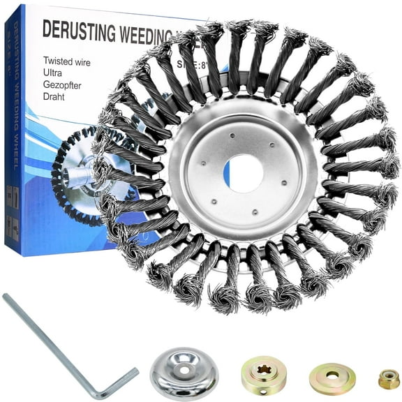 HXXF 8 Inch Unbreakable Wired Trimmer Blade for Weed Eater, Steel Wire Rotary Brush Cutter Trimmer Head, Weed Eater Head for Moss Grass Rust Removal, Paving Stone, Pavement Joints or Driveway