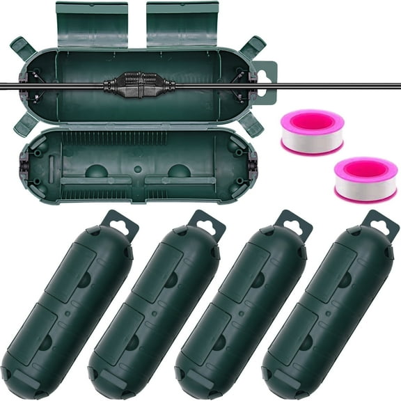 HXXF 4 Pack Outdoor Extension Cord Safety Cover with Built-in Hanging Hook, Waterproof Connection Protector, Weatherproof Electrical Box for Outdoor Plug, Outlet, Christmas Decoration Light (Green)