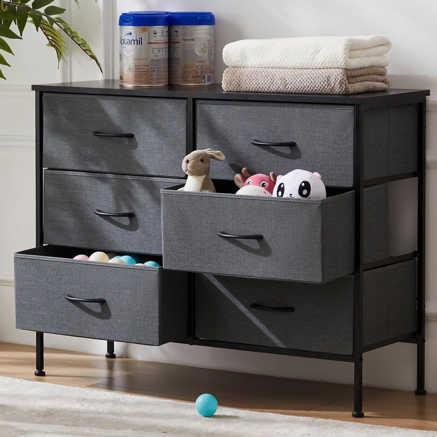 Photo inspiration: Hxyhj 6 Drawer Dresser For Bedroom Wood Top Fabric Storage Photo Inspiration