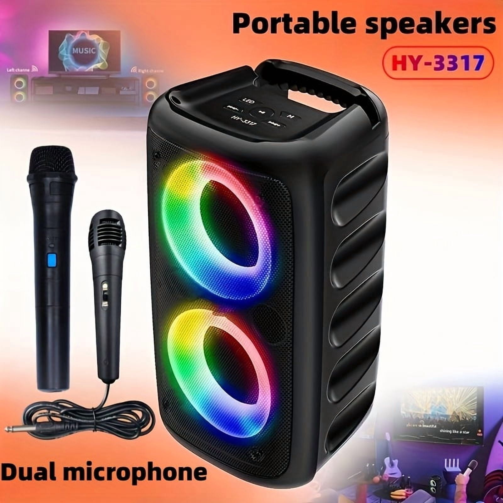 HY-3317 Wireless Speaker with Microphone | Portable Subwoofer with ...