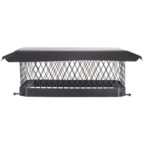 HY-C SC1318 Shelter Bolt On Single Flue Chimney Cover, Mesh Size 3/4", Fits Outside Existing Clay Flue Tile Dimensions 13" x 18", Black Galvanized Steel