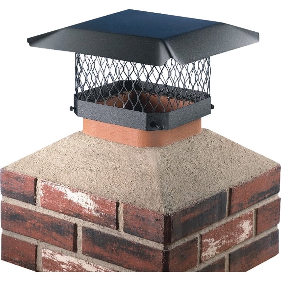 HY-C Single Flue Chimney Cap Bolt-On - 9" x 13" Black Steel Mesh 3/4" — Construction & DIY Use, Standard Hardware Spec