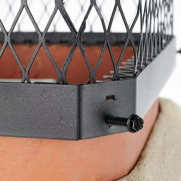 HY-C SC99 Shelter Bolt On Single Flue Chimney Cover, Mesh Size 3/4", Fits Outside Existing Clay Flue Tile Dimensions 9" x 9", Black Galvanized Steel