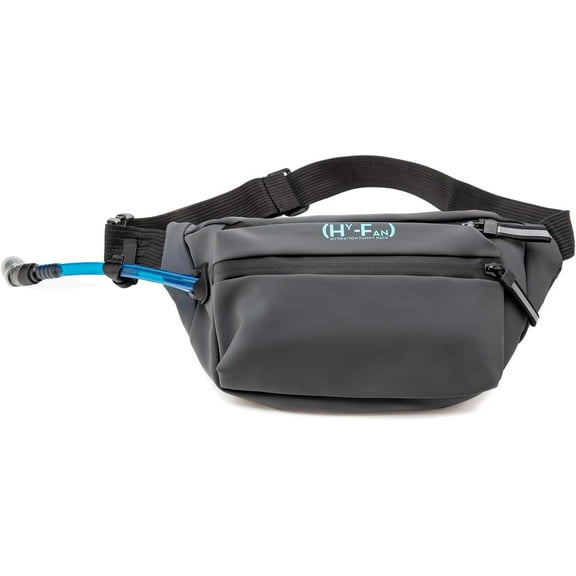 HY-FAN Handy On-The-Go Hydration Water-Repellent Malecon Premium Pack, Includes Magnetic Tube Holder and Extra-Wide Comfort Strap, 17 Fluid Ounce Capacity - Gray