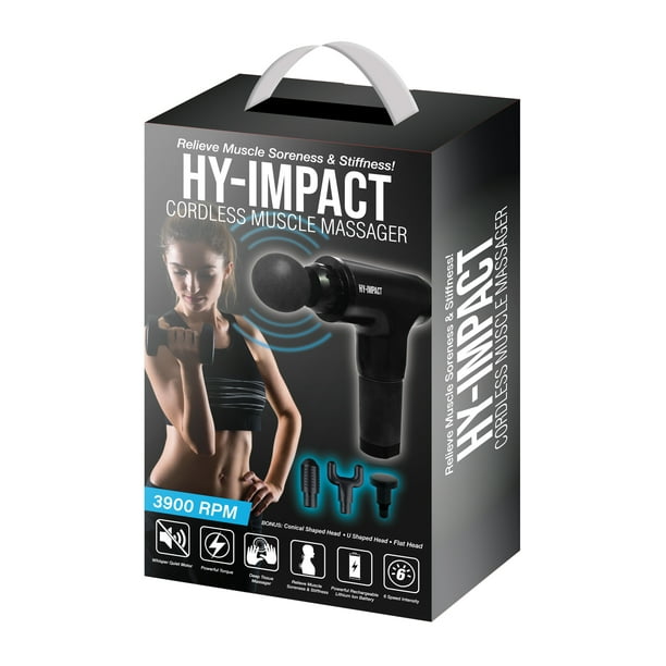HY IMPACT Deep Tissue Cordless Muscle Massager with Four Interchangeable Massaging Heads