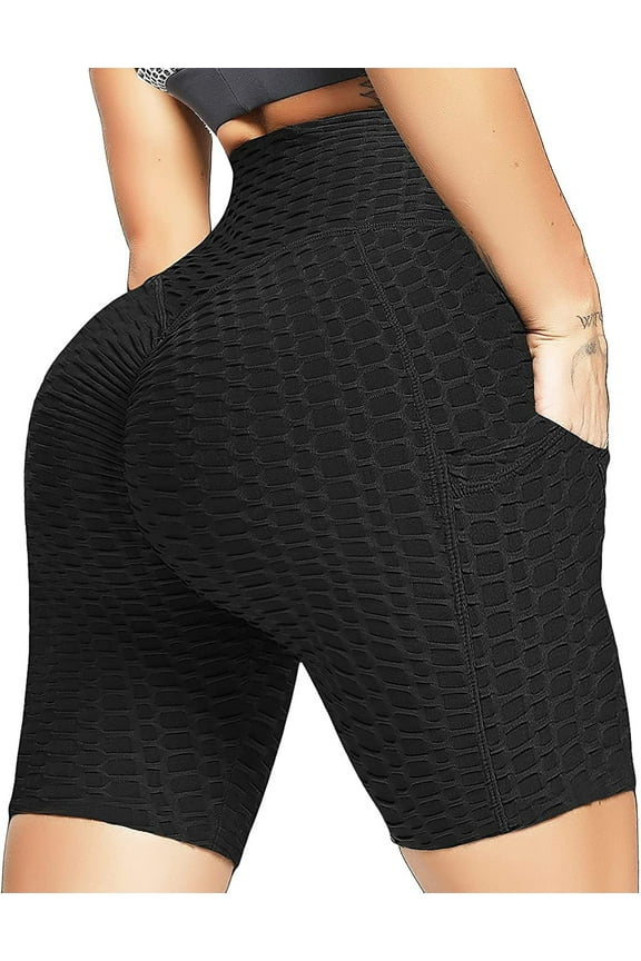 HY Impact Peach Fit Yoga Workout Shorts - Womens Size Large - Black