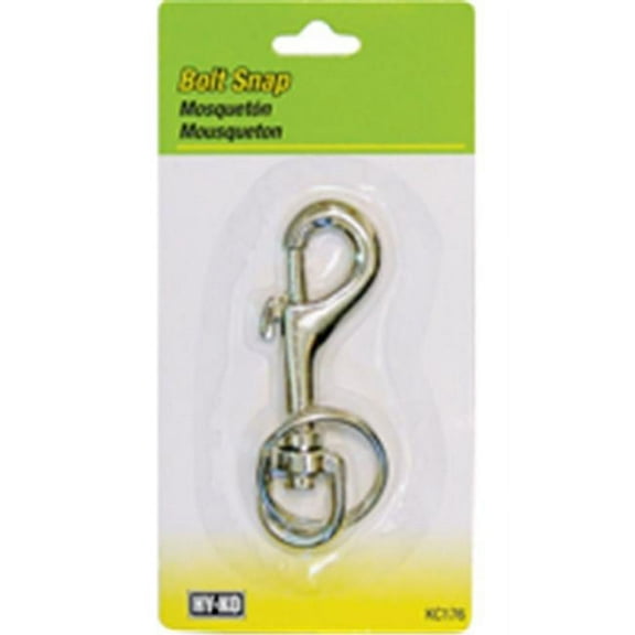 HY-KO 2GO Large Zinc Bolt Snap with Split Ring Keychain, Silver