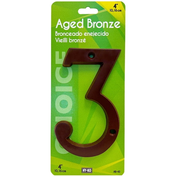 HY-KO 4" Aged Bronze Metal House Number 3