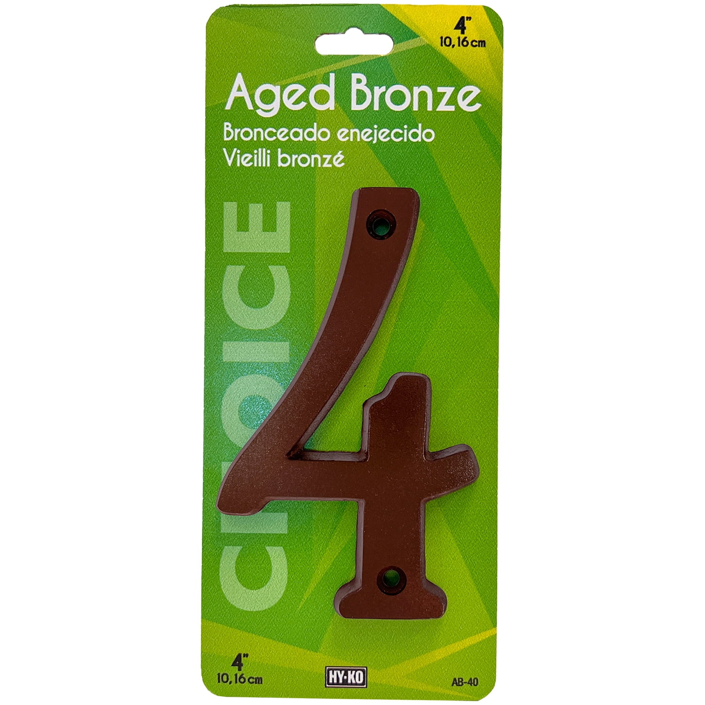 HY-KO 4" Aged Bronze Metal House Number 4