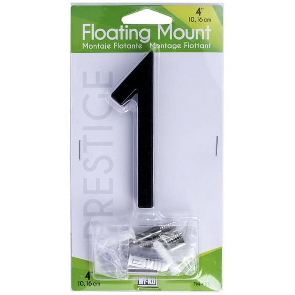 HY-KO 4" Black Floating Mount House Number 1