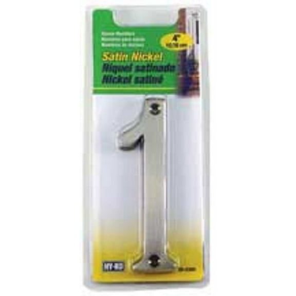 HY-KO 4 Inch Satin Nickel House Number 1, Includes Mounting Hardware