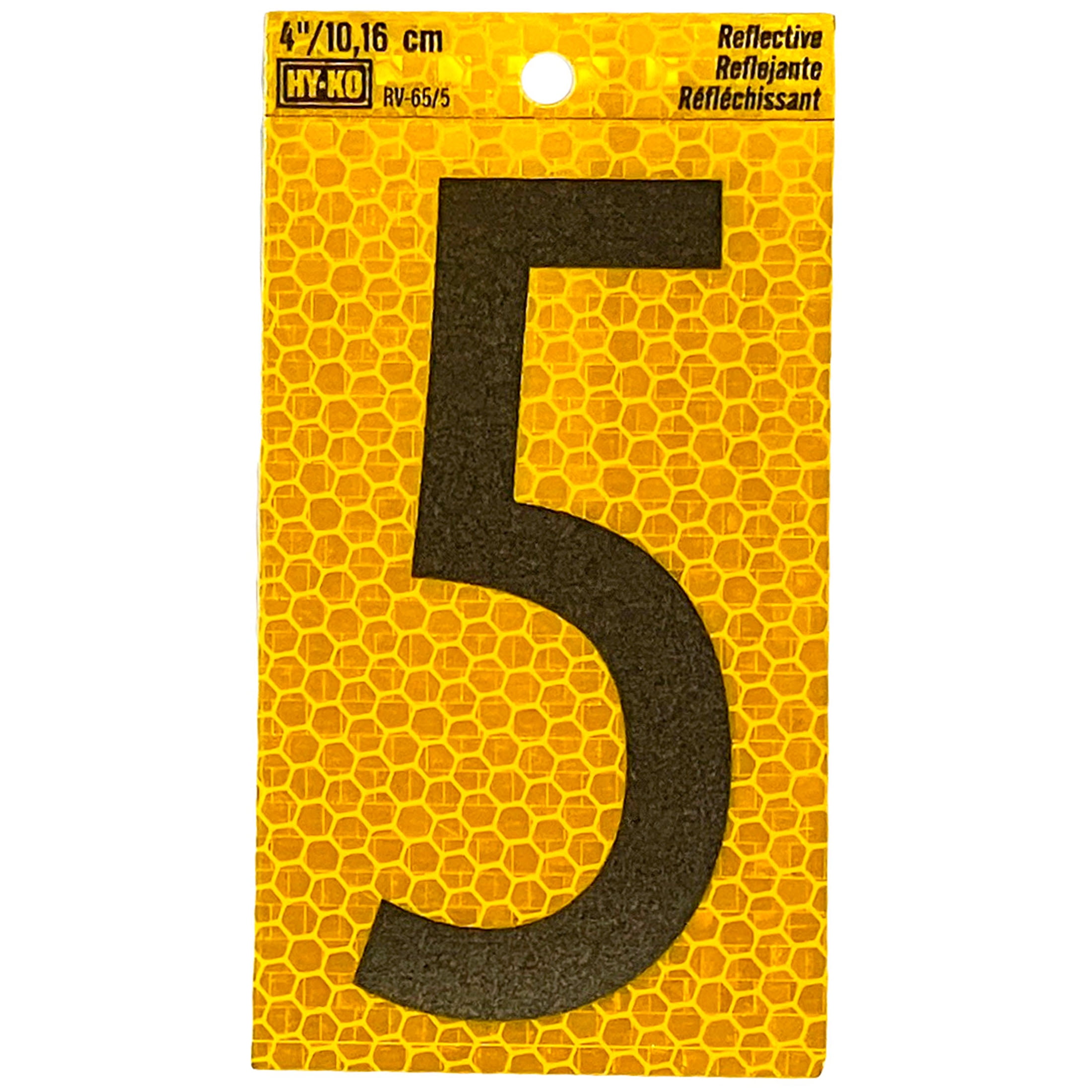HY-KO 4" Yellow Self-Adhesive Reflective Number 5