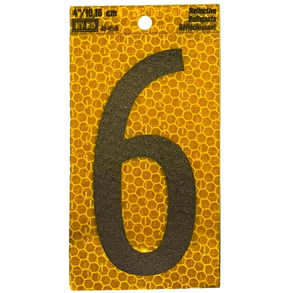 HY-KO 4" Yellow Self-Adhesive Reflective Number 6
