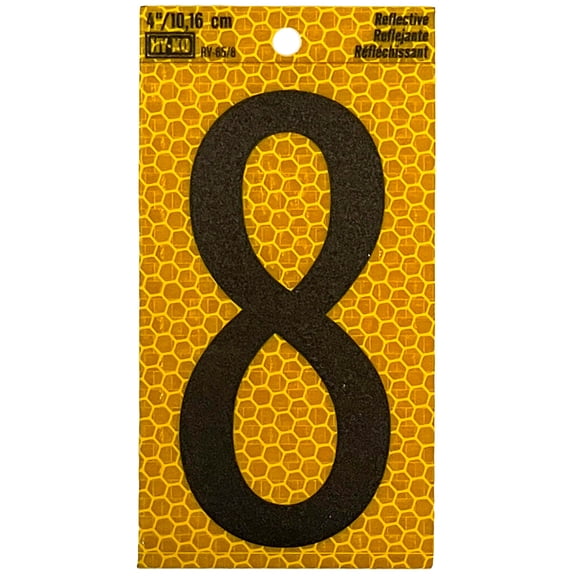 HY-KO 4" Yellow Self-Adhesive Reflective Number 8