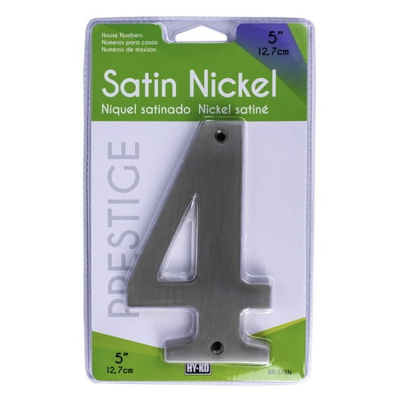 HY-KO 5" Metal Satin Nickel House Address Number 4