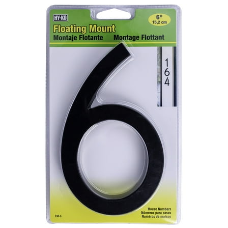 HY-KO 6" Black Floating Mount House Number 6