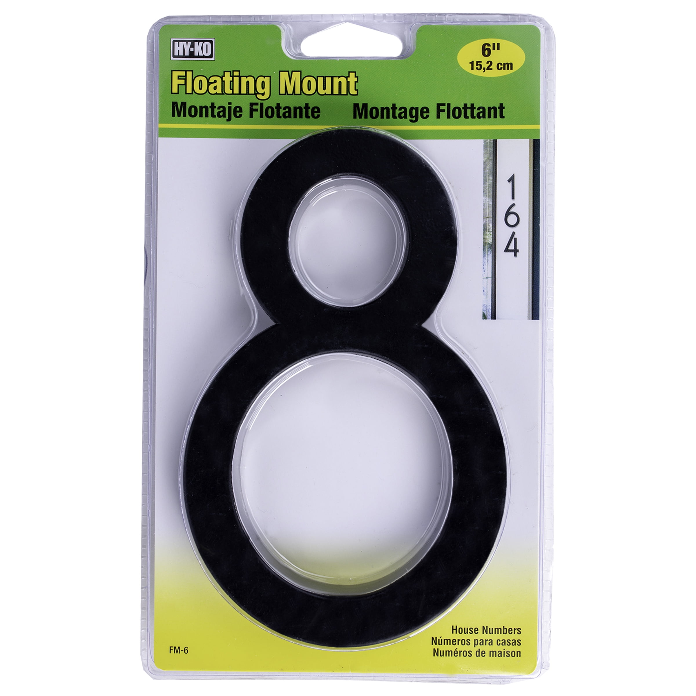 Satin Black Floating Mount House Number 8
