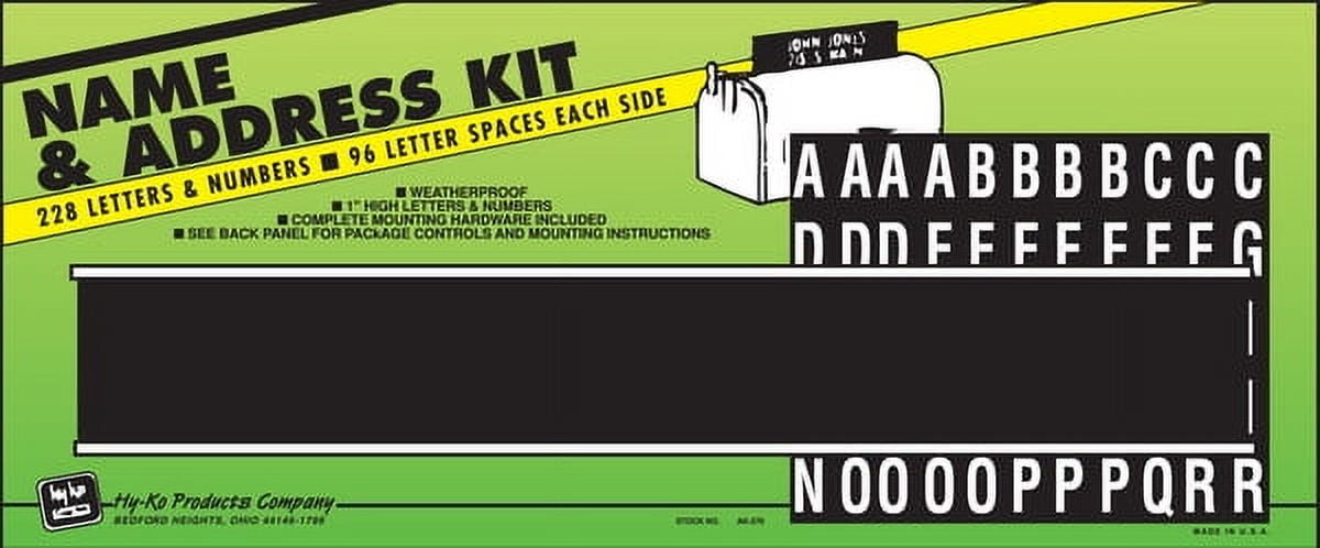 Black and White Plastic Mailbox Name and Address Kit
