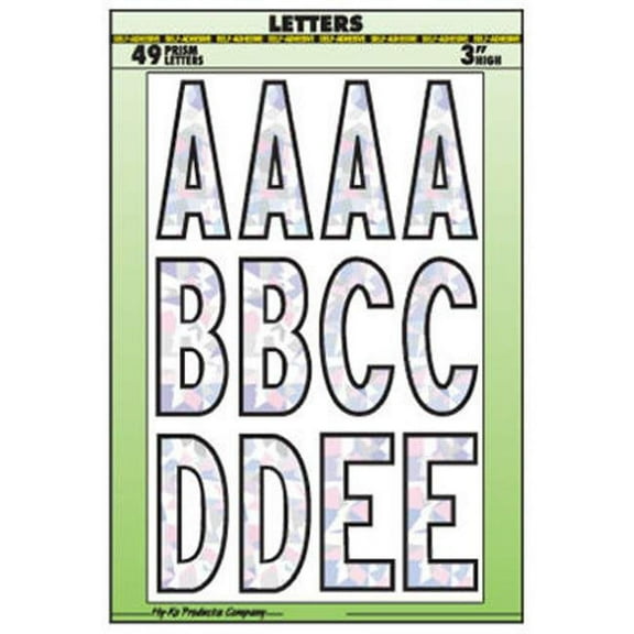HY-KO PROD CO House Address Letter Set, Peel & Stick, Silver/Prism Vinyl, 3-In. MM-33L