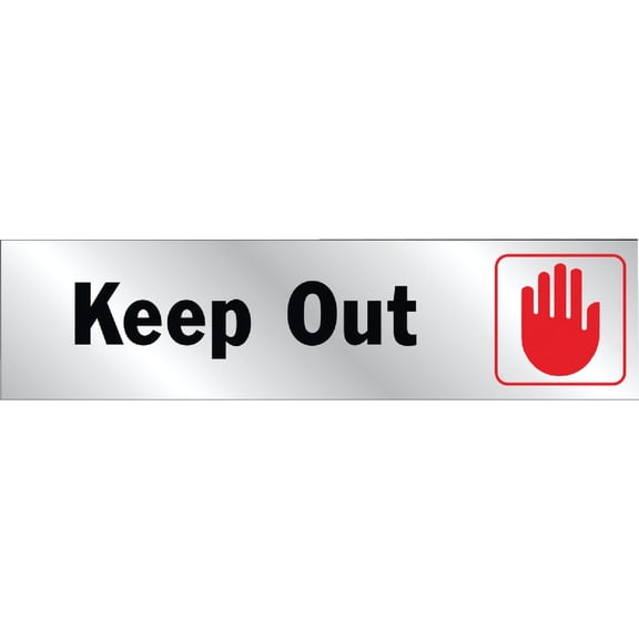 HY-KO Products 417 Keep Out Self Adhesive Aluminum Sign, 2" x 8", Silver/Red