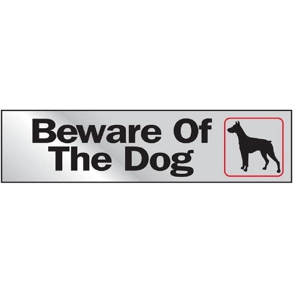 HY-KO Products 470 Beware of The Dog Self Adhesive Vinyl Graphic, 2" x 8", Black/Red/Silver