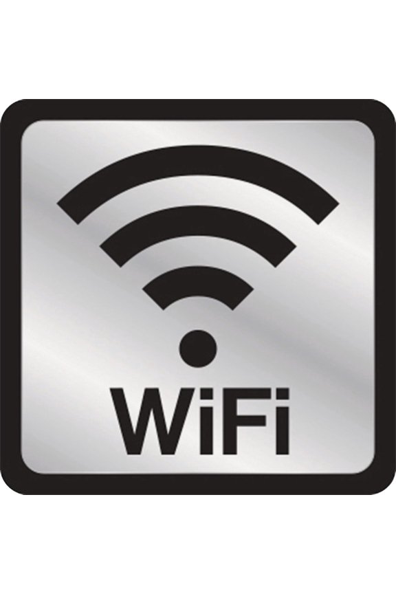 Products 497 Wi-Fi Symbol Square Plastic Plaque, 4.5" x 4.5", Black/Red/Silver