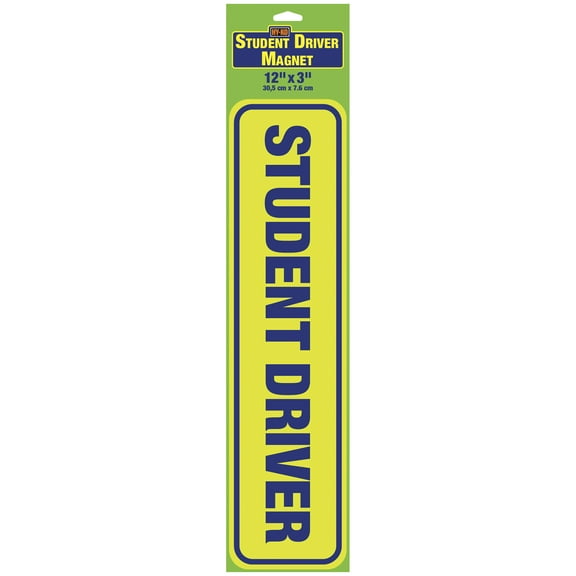 HY-KO Student Driver Vehicle Magnet, 3” x 12” Size, Affixes to All Metal Cars, Removable