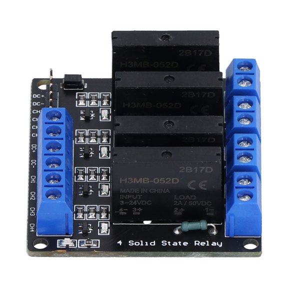 HY-M283 4 Channel Solid State Relay Module, 3-24V High Level Trigger, DC Control AC SSR with Fuse